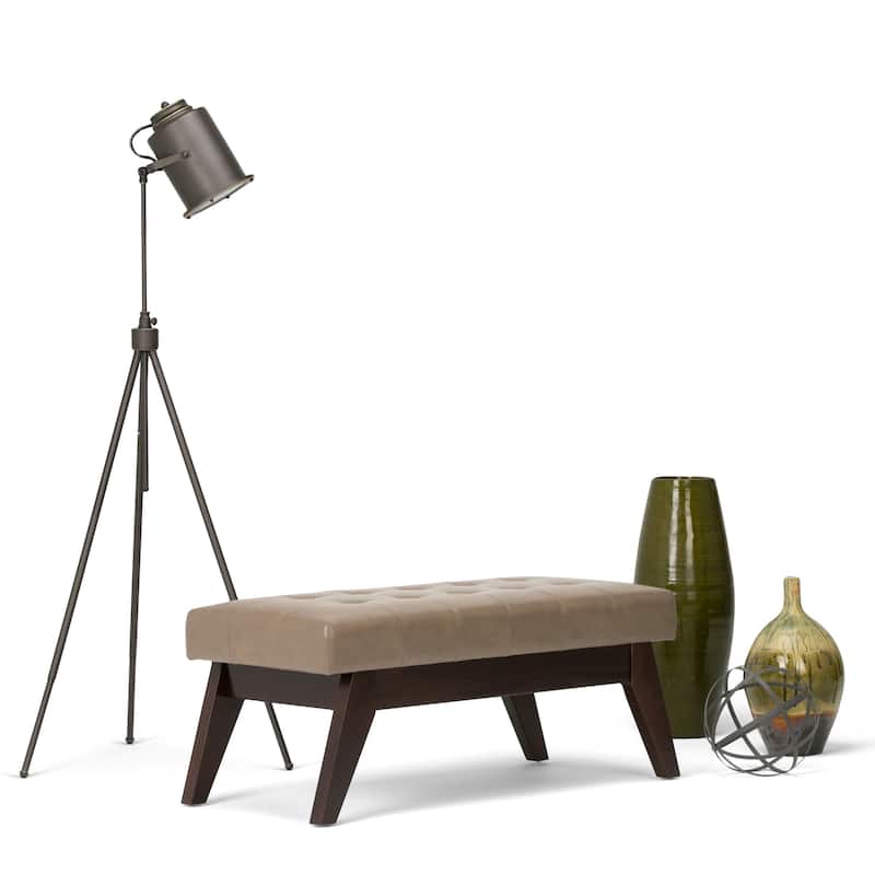 WYNDENHALL Tierney 40 inch Wide Mid Century Modern Rectangle Ottoman Bench - Ash Blond
