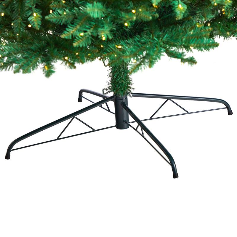 11ft. Slim Pine Artificial Christmas Tree with 950 Clear LED Lights & 2836 Branches - Towering Holiday X-Mas Showpiece