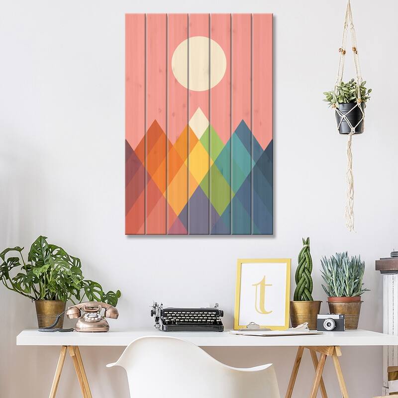 Rainbow Peak Print On Wood by Andy Westface - Multi-Color