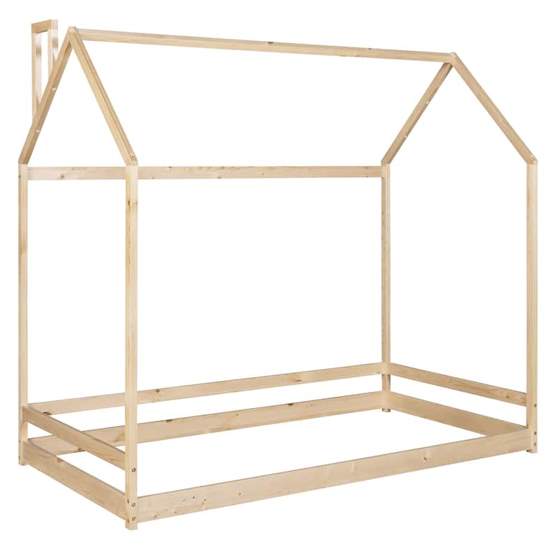Twin Size House Bed Wood Bed - Natural