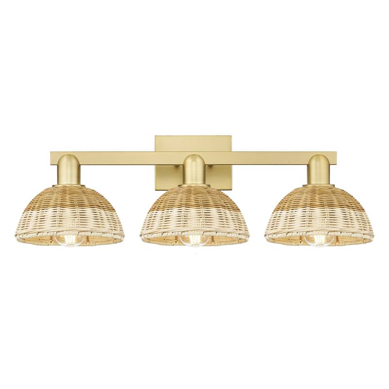 Innovations Lighting Downtown Urban - Natural Ballston Dome - 3 Light 26" Bath Vanity Light with Basketweave Shade