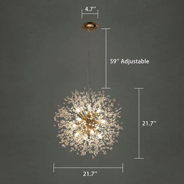 dimension image slide 1 of 5, 8/9/12/16-Light Modern Linear Sputnik Firework Dandelion Crystal Chandelier