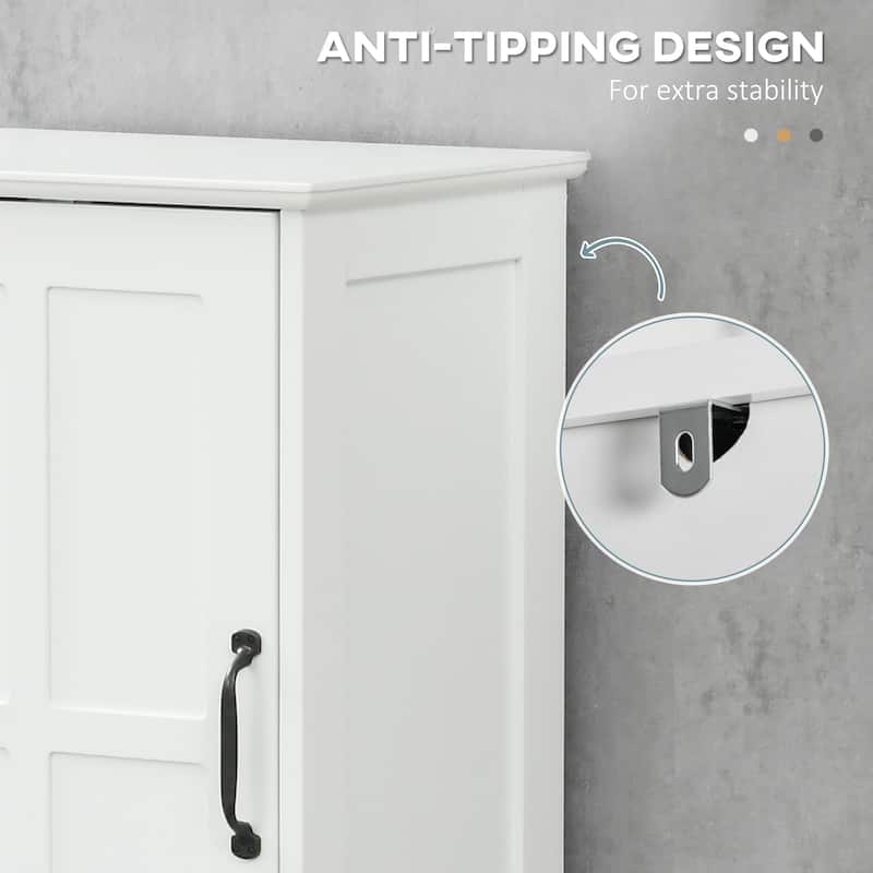 White MDF Bathroom Storage Cabinet with Drawer, Open Shelf and Adjustable Shelves - 15.75" W x 11.75" D x 64.5" H
