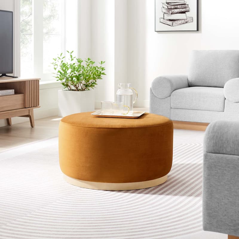 Tilden 16"/23"/29"/38" Performance Velvet Upholstered Ottoman - 30"W x 30"L x 16"H - Rust Natural