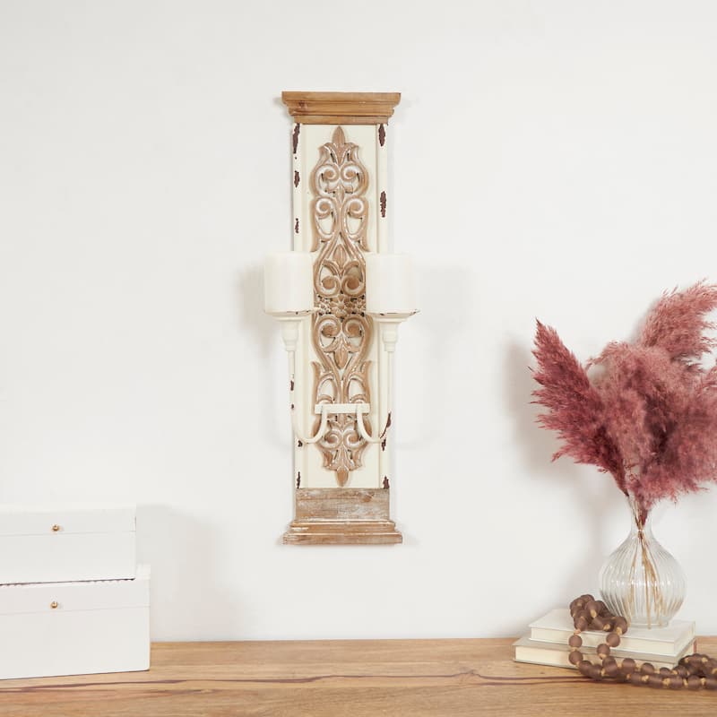 CosmoLiving by Cosmopolitan Black Metal 7 Candle Wall Sconce - 23"W, 27"H - Black - 23"W, 27"H