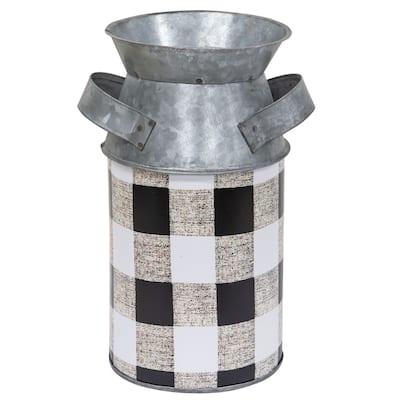 Black & White Buffalo Check Milk Can Small