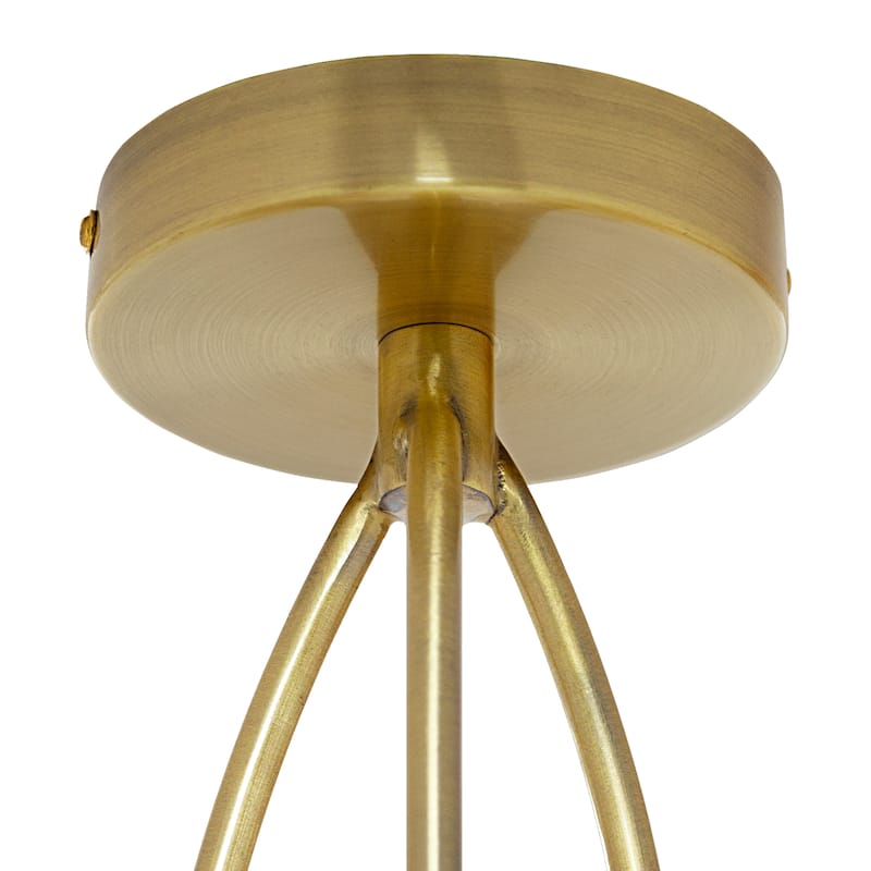 Echo River of Goods Gold and White Rattan and Metal Trio-Shade 18.5-Inch Ceiling Light - 18.5" x 18.5" x 13.625"