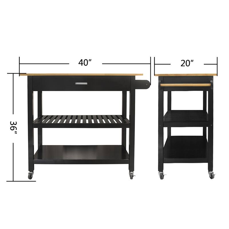 40'' Mobile Kitchen Island & Kitchen Cart,with Two Lockable Wheels