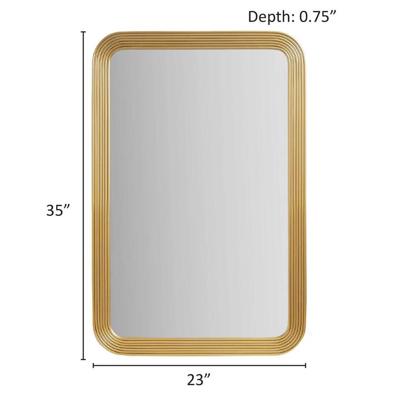 Rounded Rectangle Fluted Wall Mirror Gold See below