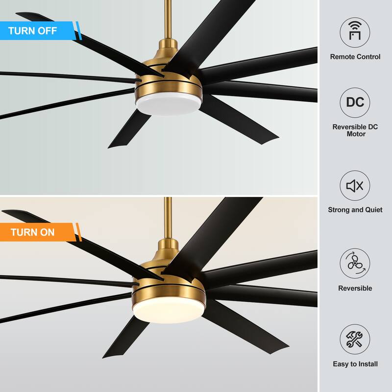 65"/72"/84" Modern LED Ceiling Fan with Light and Remote(8-Blade)