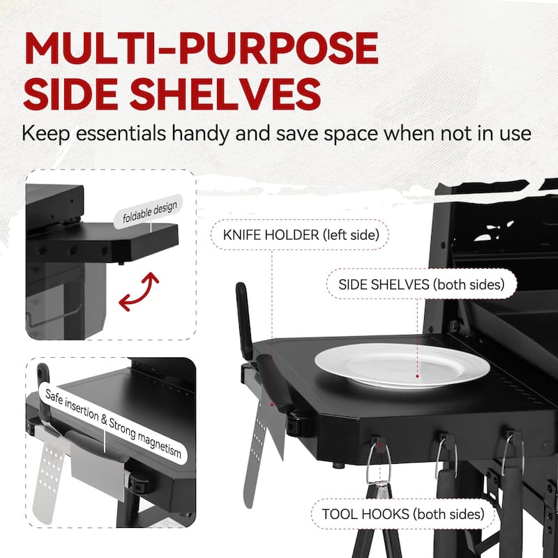 Royal Gourmet 34-Inch 4-Burner Propane Gas Griddle with Hood , Black