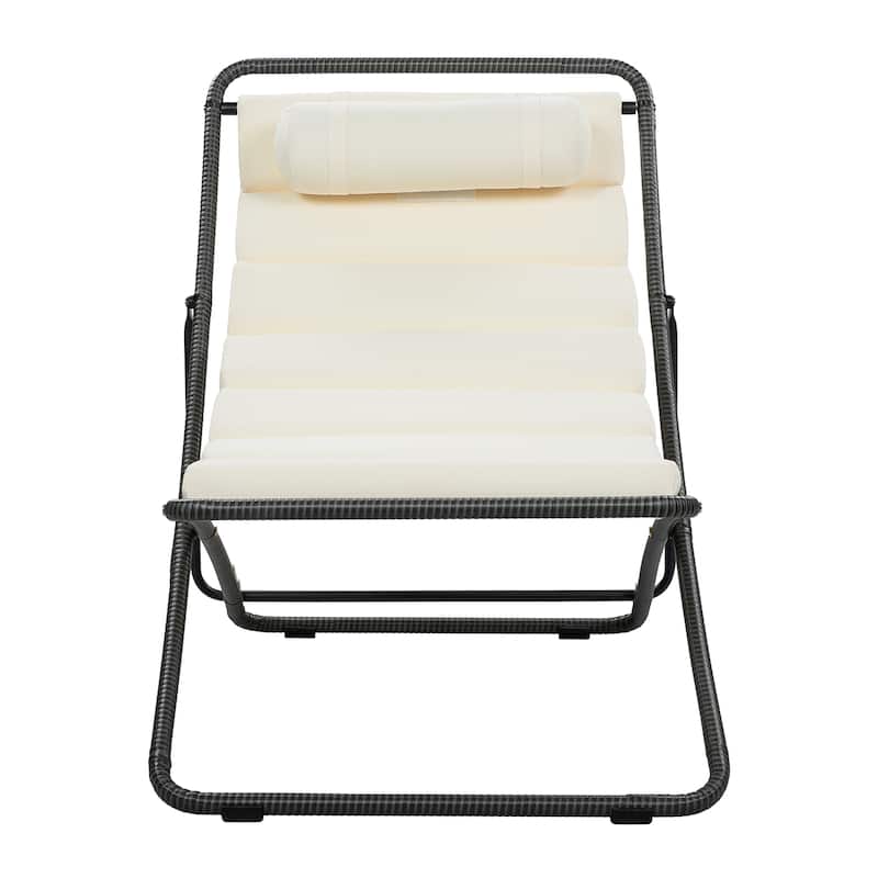 2-Piece Rattan-Wrapped Metal Frame Folding Outdoor Lounge Chair Set by Leisure Zone