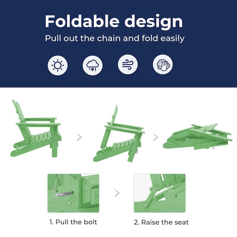 Outdoor HDPE Folding Classic Adirondack Chair All-Weather