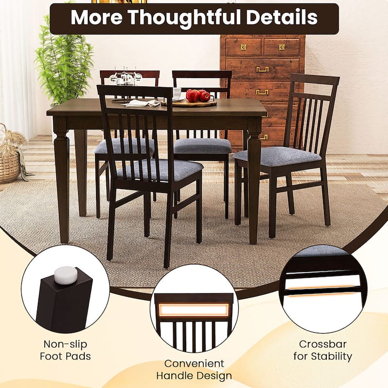 Gymax Upholstered Dining Chair Set of 2 Kitchen Armless Padded w/