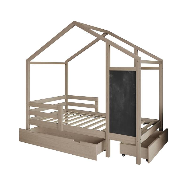 CraftPorch Mid-Century Wooden Canopy Bed