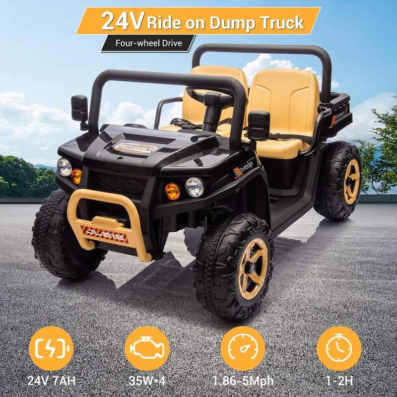 24V 2 Seater Ride On Dump Truck UTV Toy for Kids Best Gifts