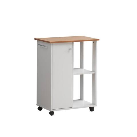 Hodedah 23.6" Wide Open Shelves and Cabinet Space Kitchen Cart - White - 15.75"Lx23.62"Wx31.5"H