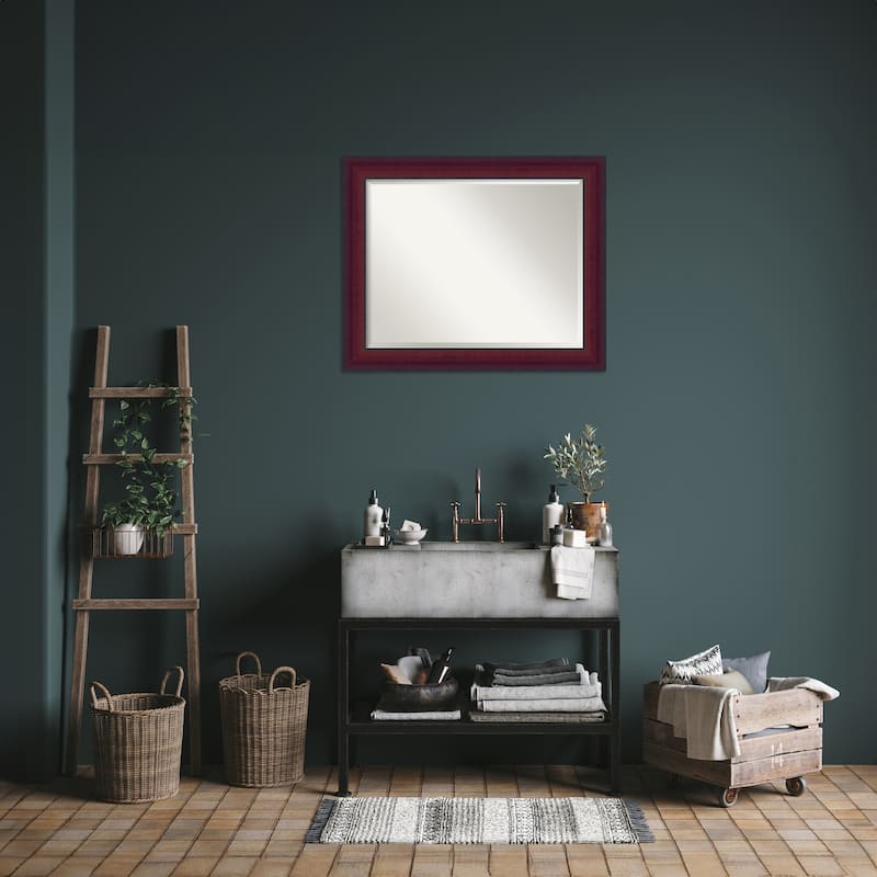 Canterbury Cherry Beveled Wood Framed Bathroom Vanity Wall Mirror - Canterbury Cherry