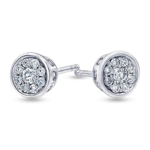 1/4 Carat Diamond, Pressure-Set Sterling Silver Cluster Stud Earring In Lab Grown Diamonds (I, SI1) by Grown Brilliance