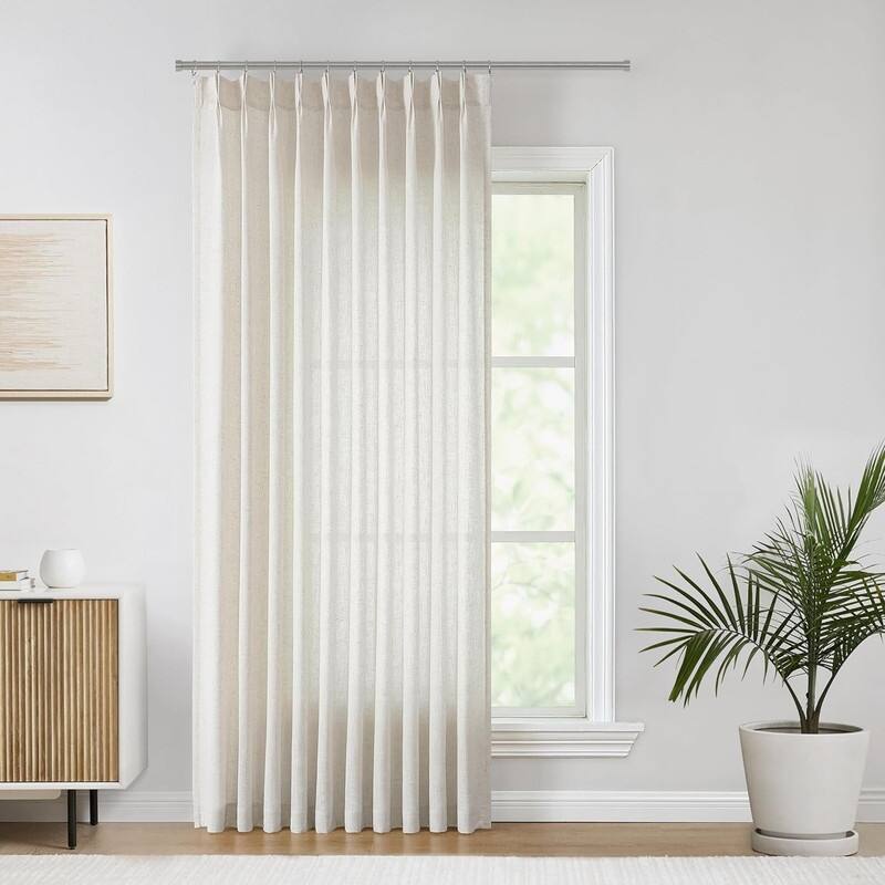 Semi Sheer Curtains Textured Linen Blended Light Filtering Window Curtains