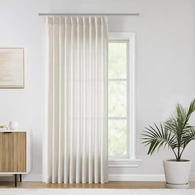 Semi Sheer Curtains Textured Linen Blended Light Filtering Window Curtains
