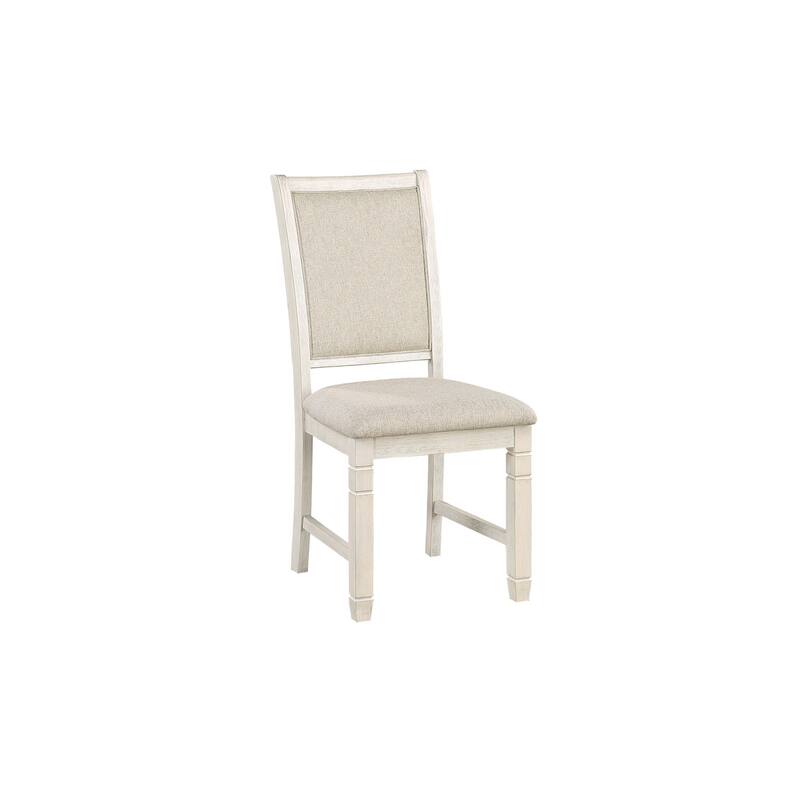 Adrea Antique White Fabric Round Dining Room Set