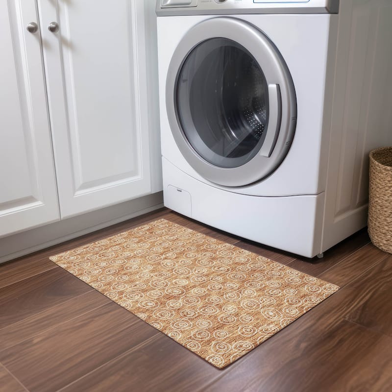 Machine Washable Indoor/ Outdoor Chantille Contemporary Bubbles Rug