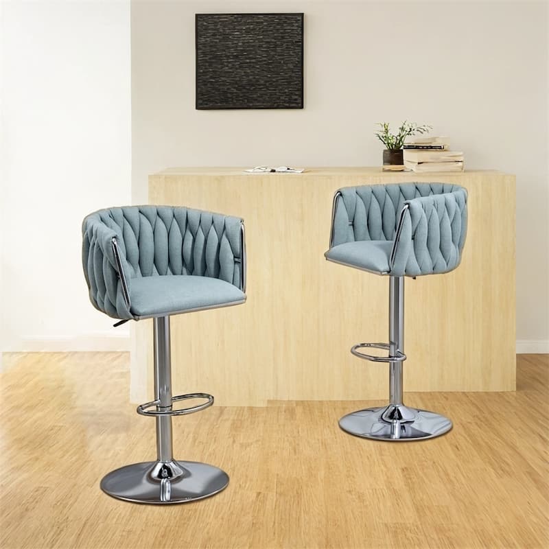 360°Fabric cover Swivel Bar Stools,Adjustable Counter Bar Chairs,2 PCS
