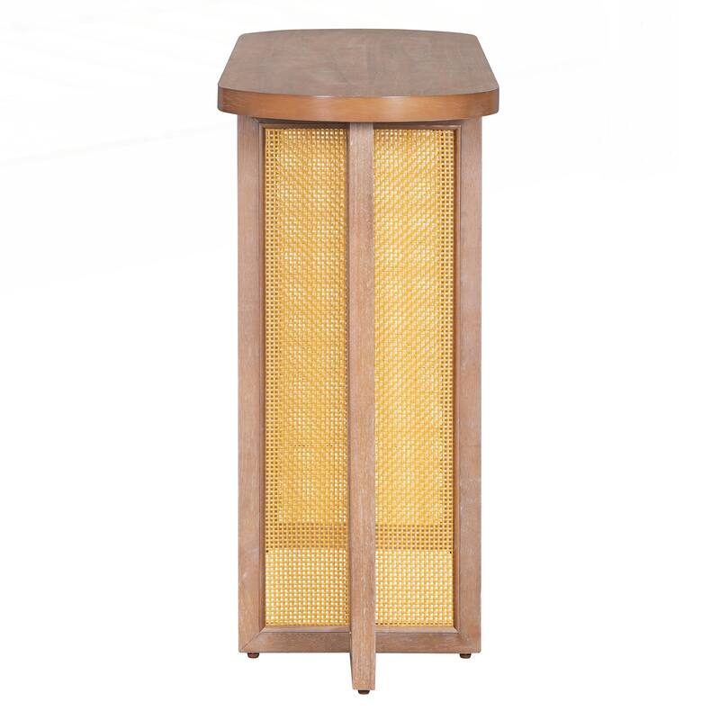 Farmhouse Rattan Console Table Entryway Table
