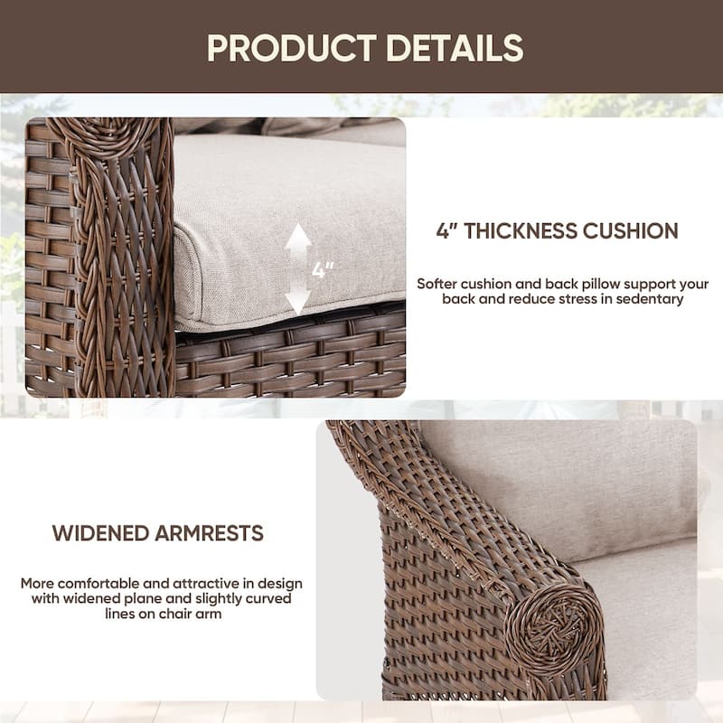 Gymojoy Outdoor Wicker Patio Chairs Set of 2 with Cushions