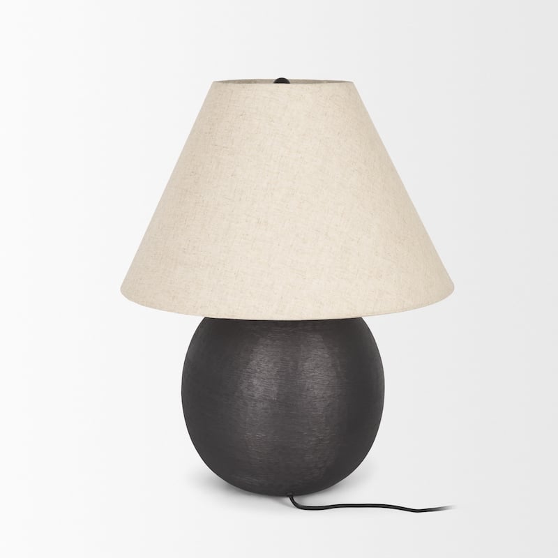 Sadiyah Black Brushed Metal w/ Beige Shade Table Lamp - 19.5L x 19.5W x 24.0H