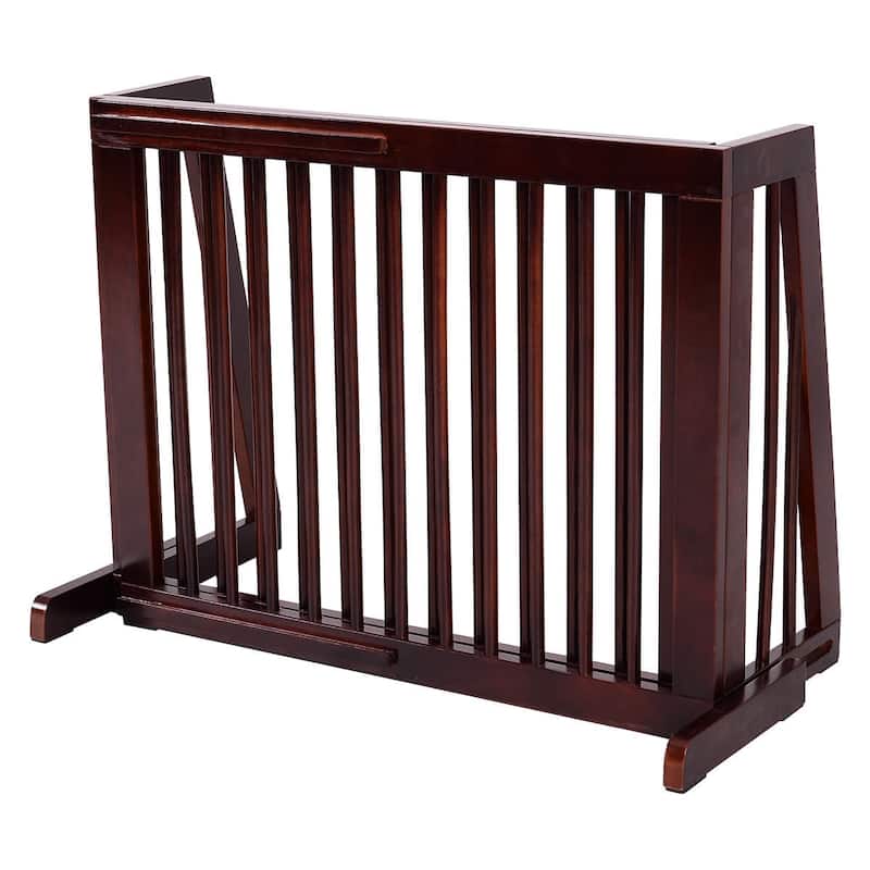 Folding Adjustable Free Standing 3 Panel Wood Fence - 80" x 22" x 0.8"