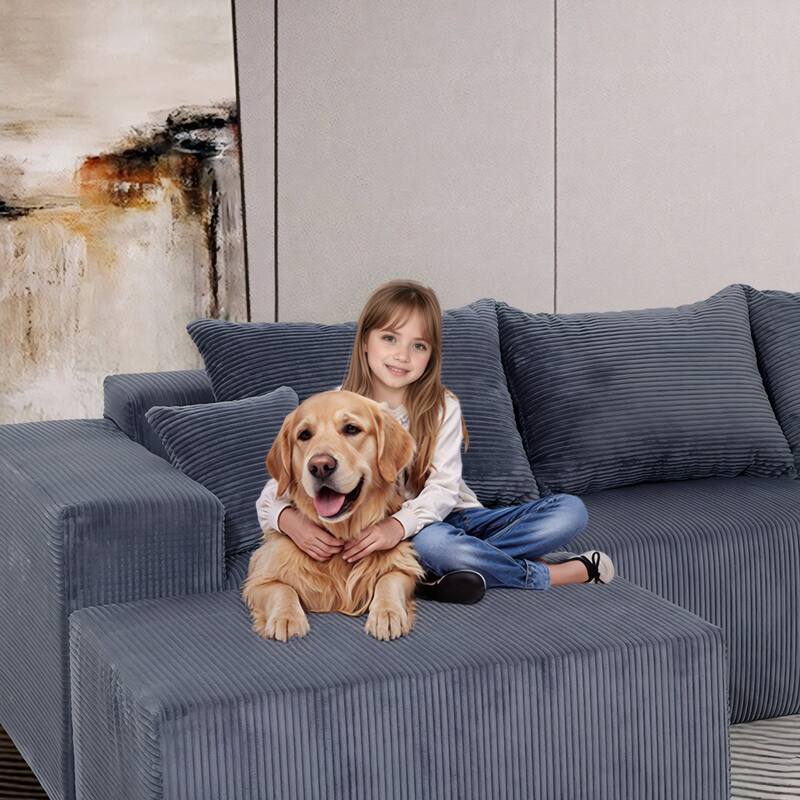 GDFStudio - 8-Piece Modular U-Shaped 155" Sectional Sofa with Chaise Lounge and Bed