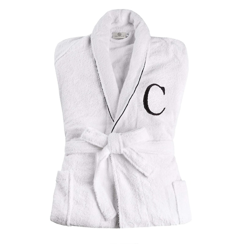 Superior 100% Cotton Embroidered Adult Unisex Luxury Bathrobe - Small-Medium - Letter C