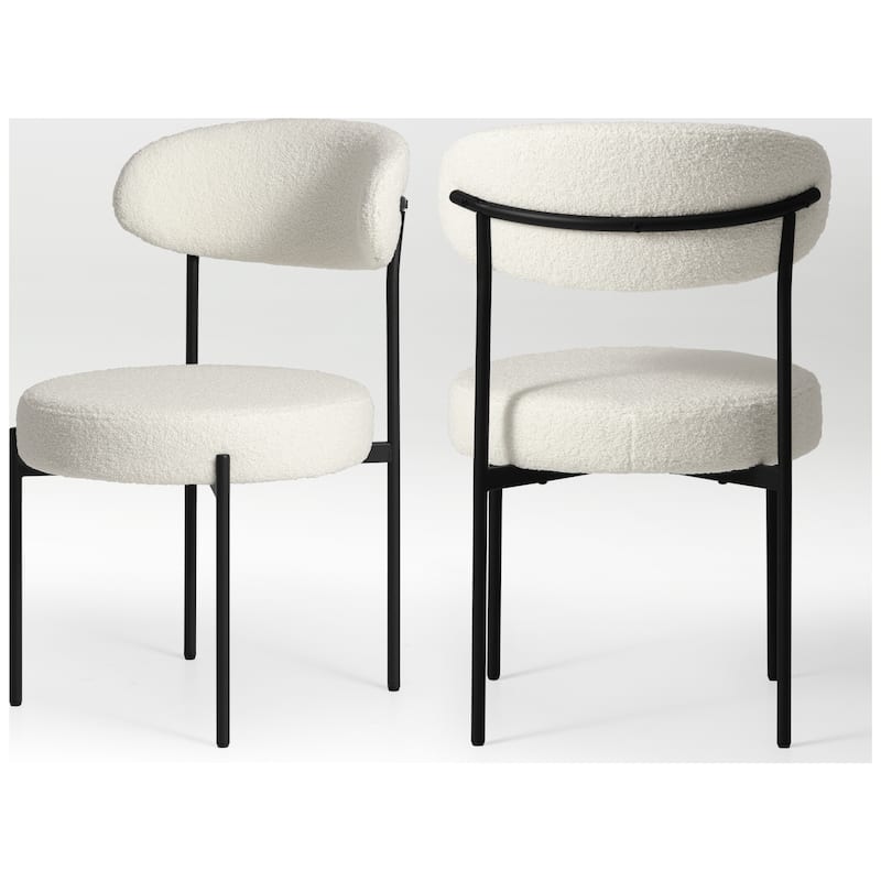 Bayville Mid-Century Curved Back Fabric Upholstered Metal Dining Chair (Set of 2)
