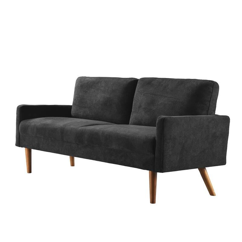 European Style Velvet 3 Seater Black Sofa, 67x30x33 inches
