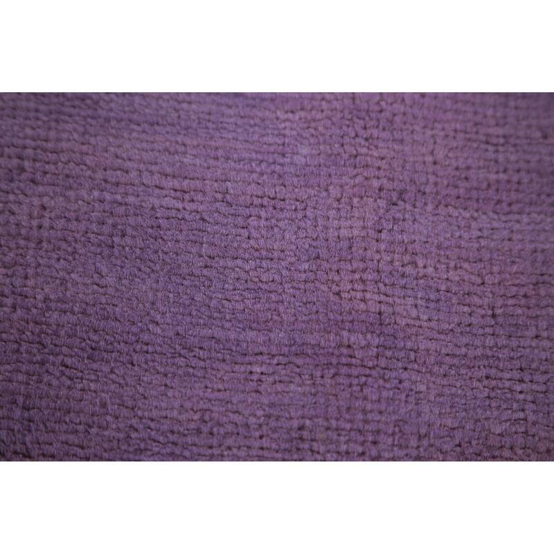 Hand Knotted Oriental 100% Wool Carpet Modern Solid Purples Gabbeh Area Rug - 11' 2'' X 8' 1''