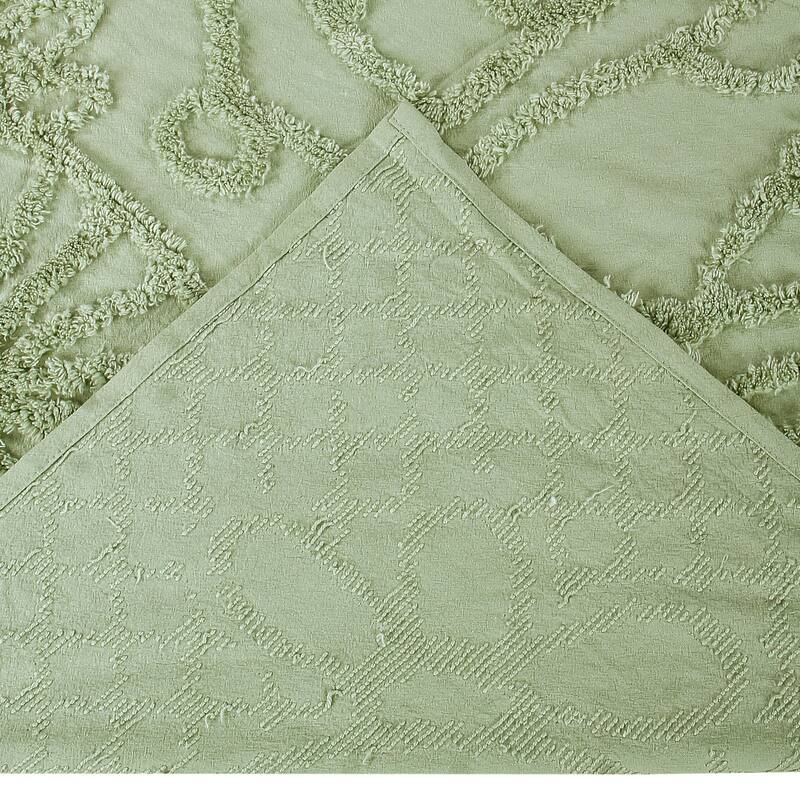 King Wedding Ring Tufted Chenille Bedspread - Blue