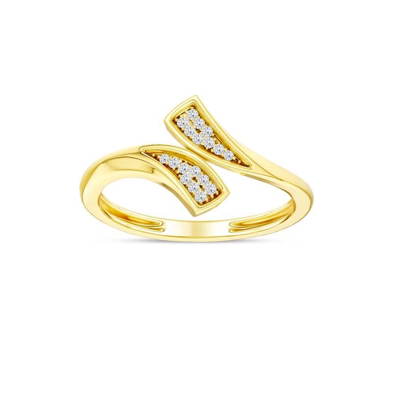 1/20ct TDW Diamond Cluster Bypass Ring in 10k Yellow Gold for Women