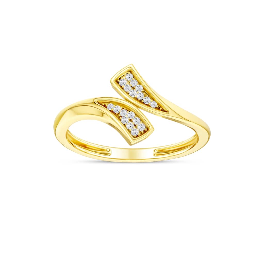 1/20ct TDW Diamond Cluster Bypass Ring in 10k Yellow Gold for Women