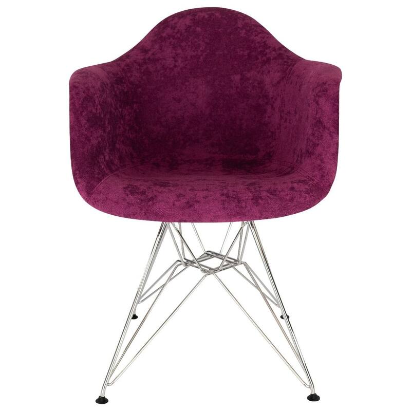 Willow Velvet Accent Armchair with Eiffel Chrome Base Set of 2 by LeisureMod