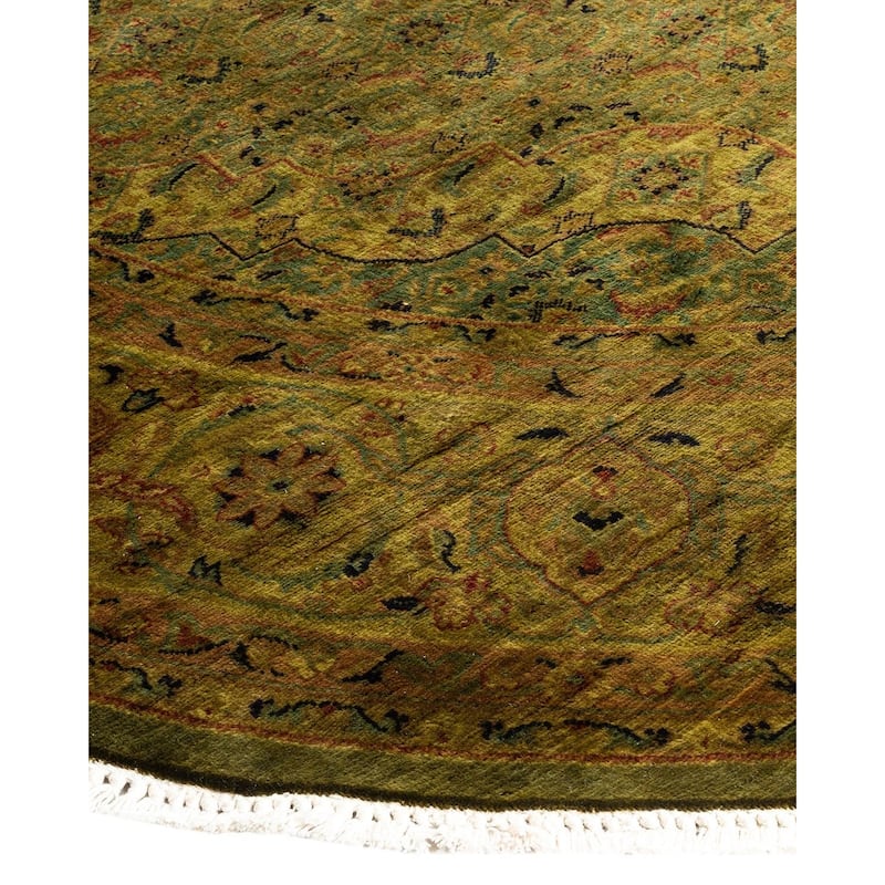 Overton Hand Knotted Wool Vintage Inspired Modern Contemporary Overdyed Gold Area Rug - 6' 2" x 6' 4"