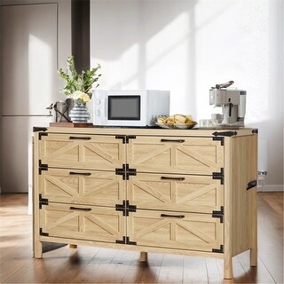 Farmhouse Wood Dresser with 6 Drawers - Bed Bath & Beyond - 40531213