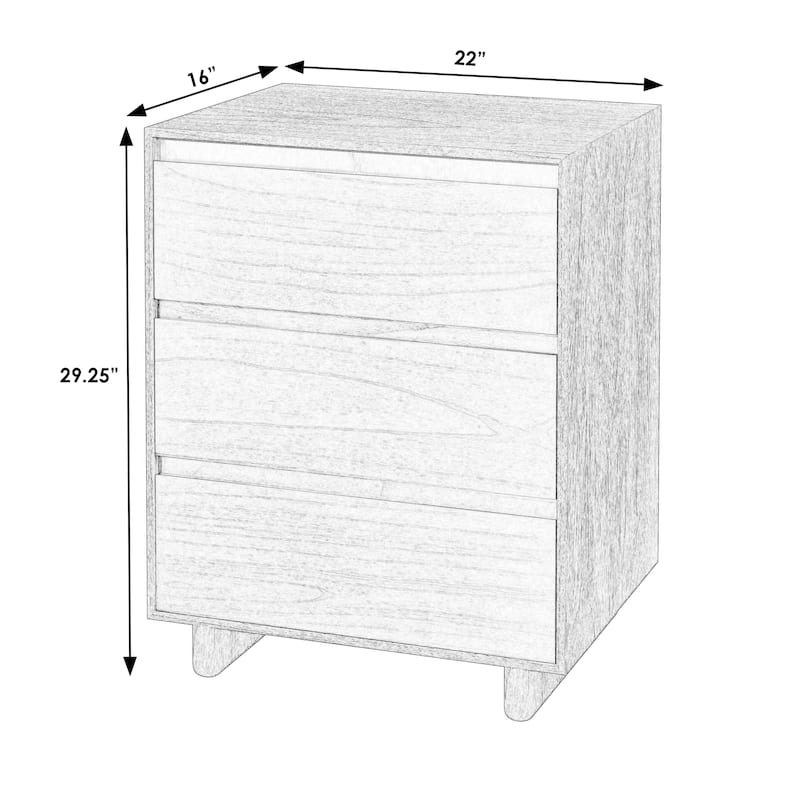 Halmstad Wood Panel 3 Drawer Narrow Nightstand