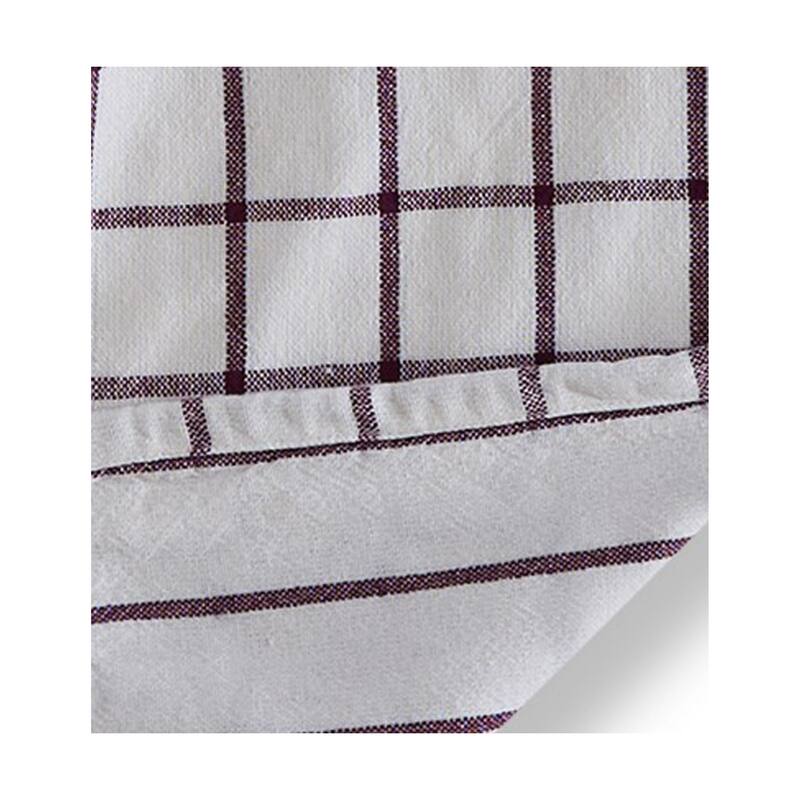 Classic Reversible Double Cloth Plum Purple Windowpane Cotton Machine Washable Kitchen Dishtowel 26L x 18W in.