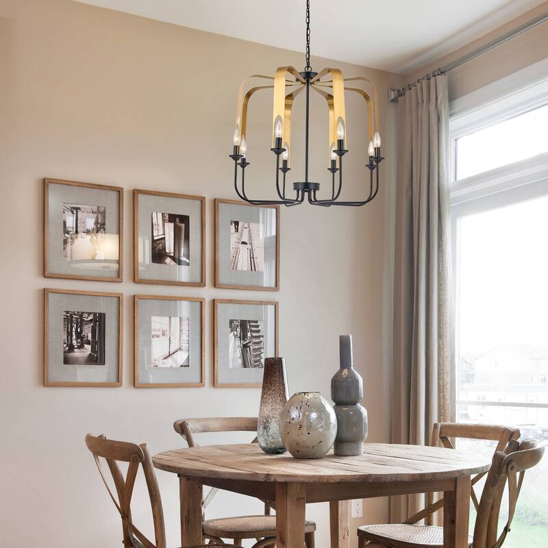 Lantern 8 Light Modern Geometric Chandelier - 28.34"x28.34"x25.59"