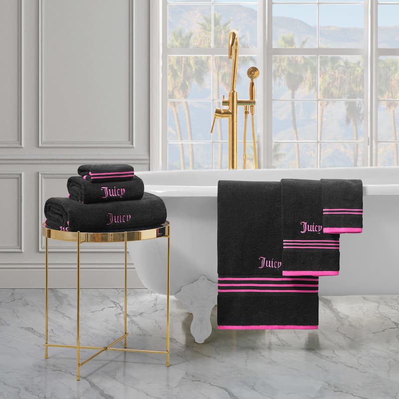 Juicy Couture Neon Border Bath Towels 6-Piece 2 Bath towels 2 Hand towels 2 Washcloths - 28"x54"/16"x26"/12"x12"