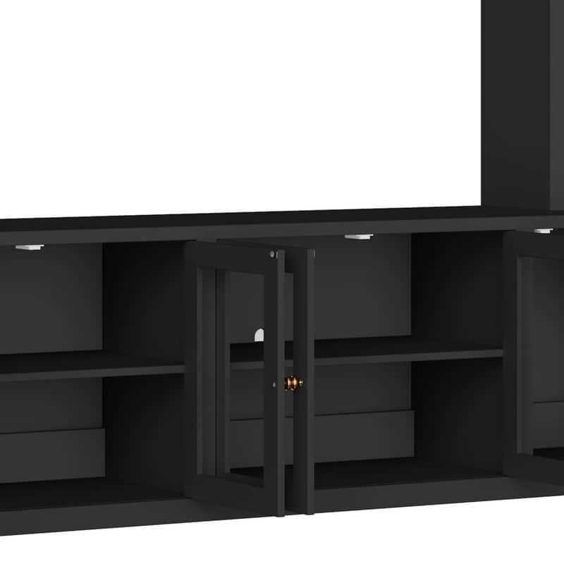 92" Modern 4-Piece Entertainment Center Wall Unit Media Console with Bookshelves for TVs Up to 80"