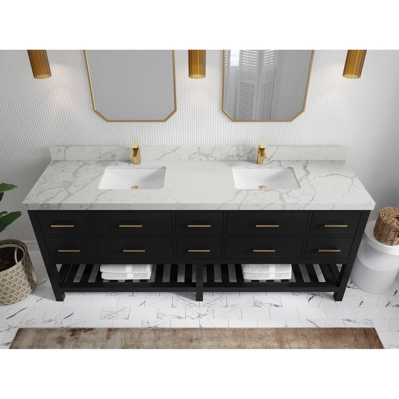 Willow Collections 84 in. W x 22 in. D Parker Double Sink Bathroom vanity with Regular Countertop