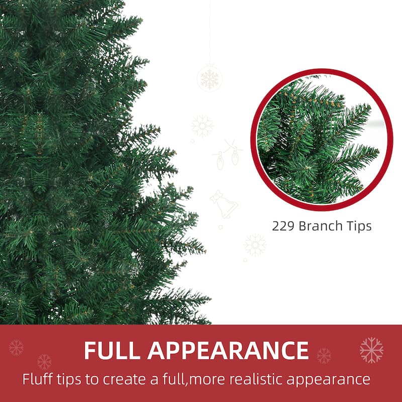 HOMCOM 5ft Half Artificial Christmas Tree Holiday Décor with 229 Branches, Auto Open, Steel Base, Green - 4.89 ft